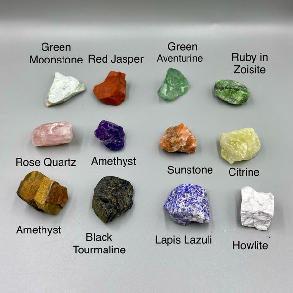 12pcs Natural Stones Set, Raw Minerals Box