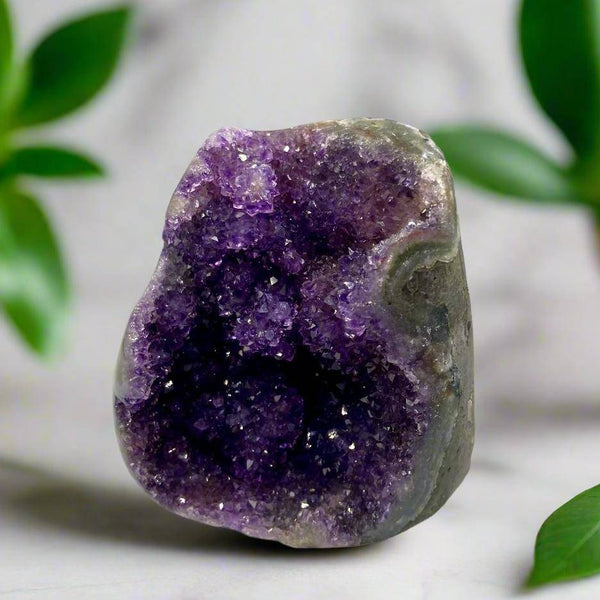 Purple Amethyst Geode from Uruguay - Small Amethyst Geode - High Quality Druzy Amethyst Crystal - Natural Amethyst Crystal Cluster - Meditation, Calmness, Spiritual Growth - MineralStory Rocks and Minerals