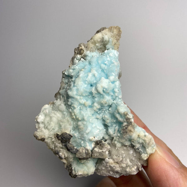 Blue Aragonite Stone, Rare Raw Crystal Light Blue Velvet Surface Mineral Specimen from Yunan, China - Rough Crystal