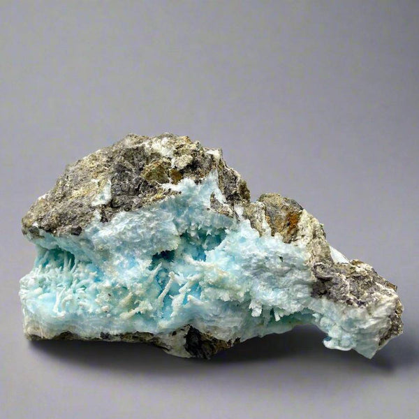 Rare Blue Aragonite Stone Fibrous Feathery 'flos ferri' - Raw Crystal Light Blue Mineral Specimen from Yunan, China