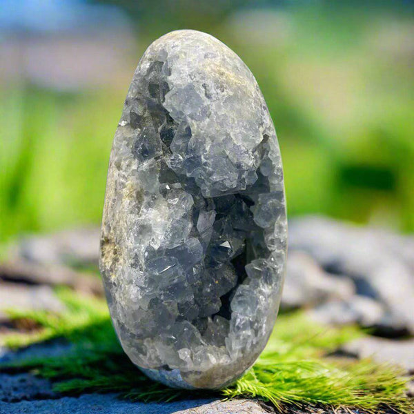 Large Blue Celestine (Celestite) Crystal Cluster Egg 400-500g – Stunning Natural Mineral Specimen