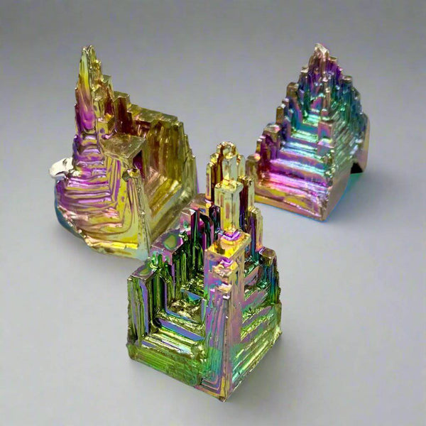 Rainbow Bismuth Crystal Tower, with Iridescent Metallic Colors