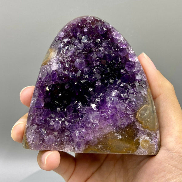 Amethyst Geode, Agate Layer, Uruguay, Purple Amethyst, Natural Amethyst Crystal Cluster, Real Amethyst